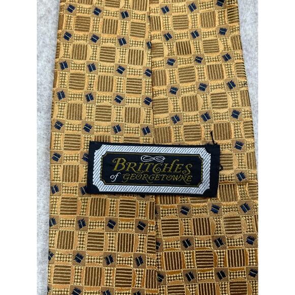 Britches of Georgetowne Geometric Silk Tie Vintage Gold Necktie - Picture 7 of 7